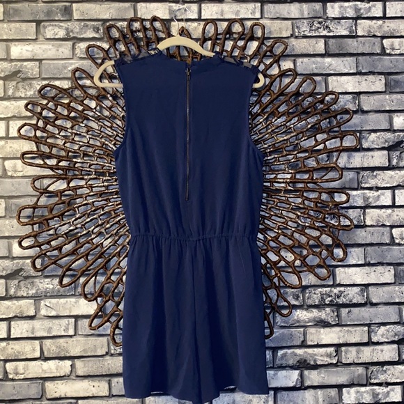 Lace Cutout Shorts Jumpsuit Romper Navy Blue XL - Picture 3 of 6